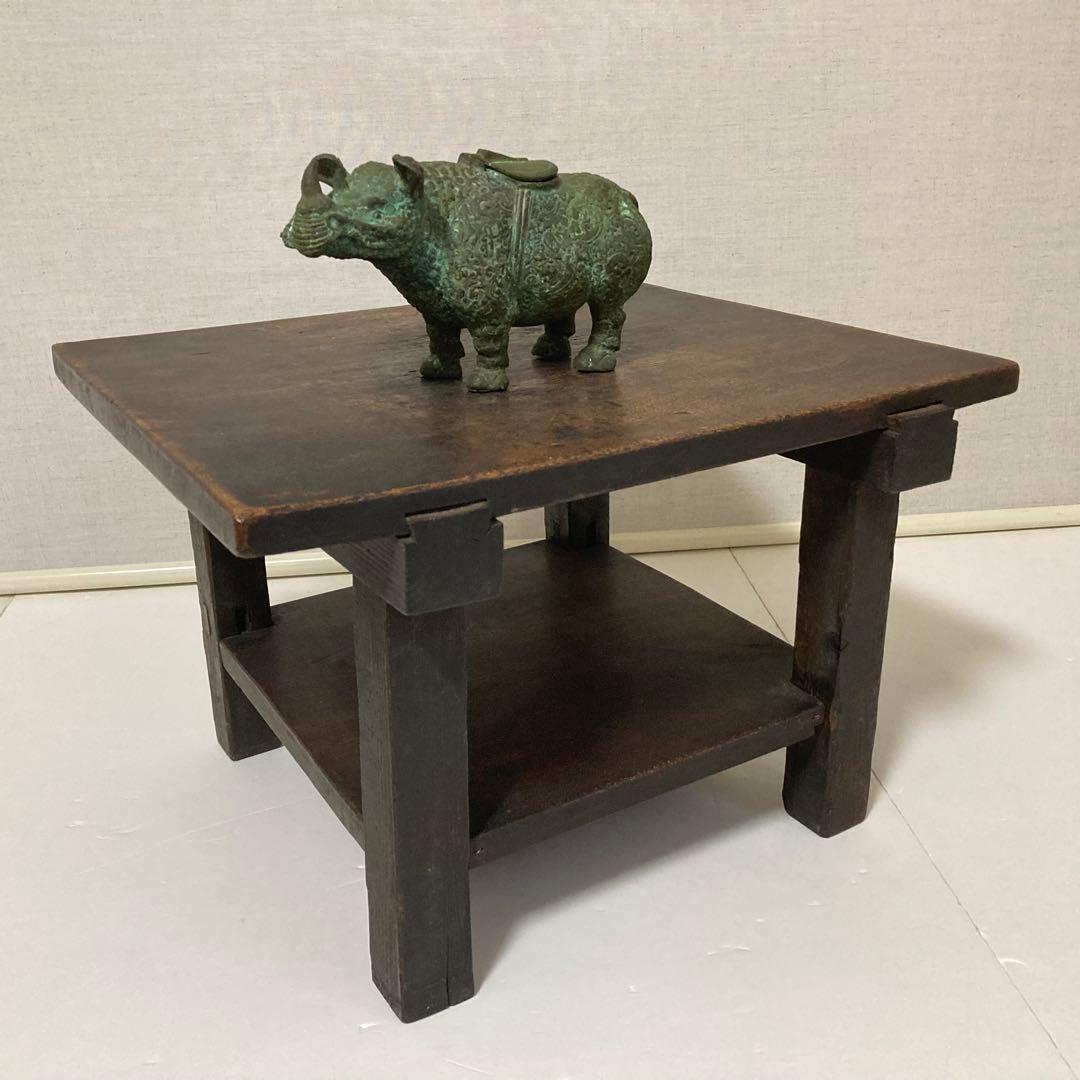古いサイの置物 動物 銅製 オブジェ 香炉 工芸品 古美術 骨董品 レトロ
