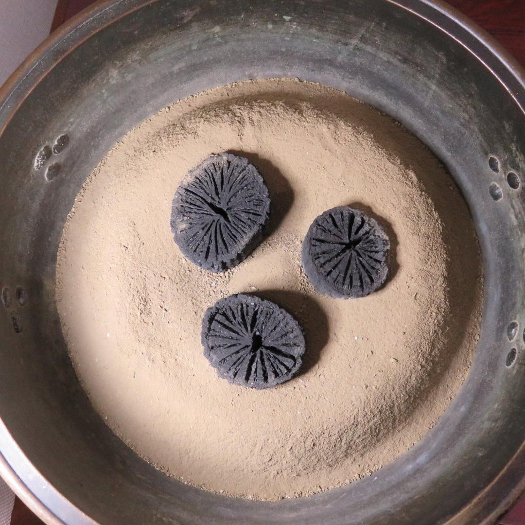 半銅火鉢 手あぶり 炉 共箱 炭 灰入り 共箱 明治 名家 蔵出し初荷