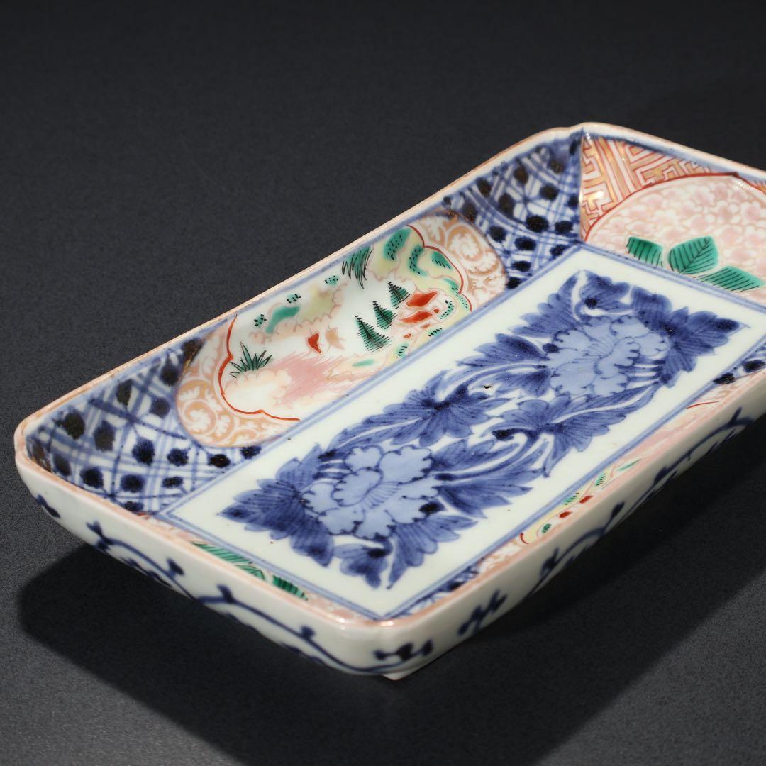 伊万里金襴手　花文長皿　骨董　古伊万里　R0229w3ダB