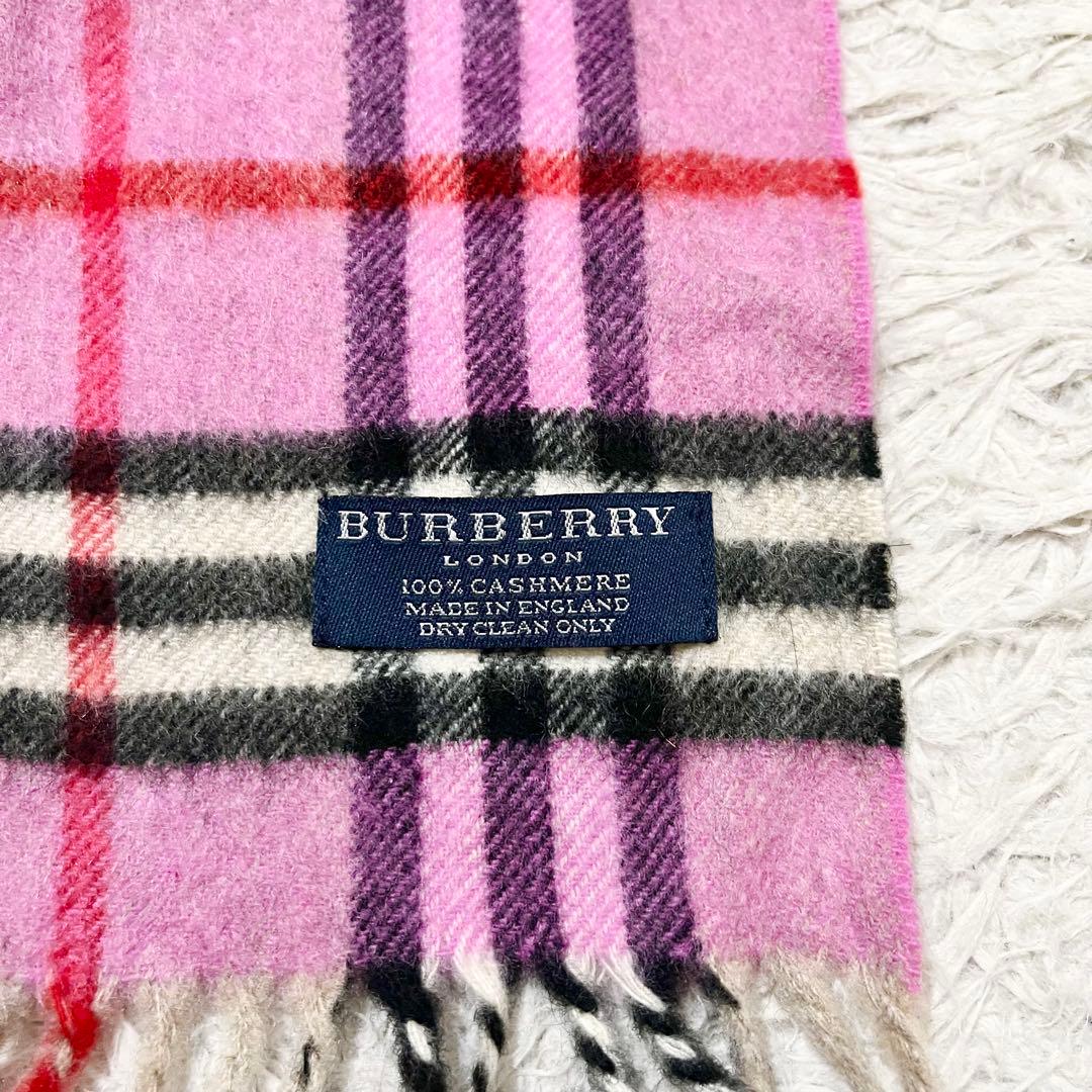 ✨美品✨バーバリーロンドン　マフラー　カシミヤ100%　ノバチェック　ピンク