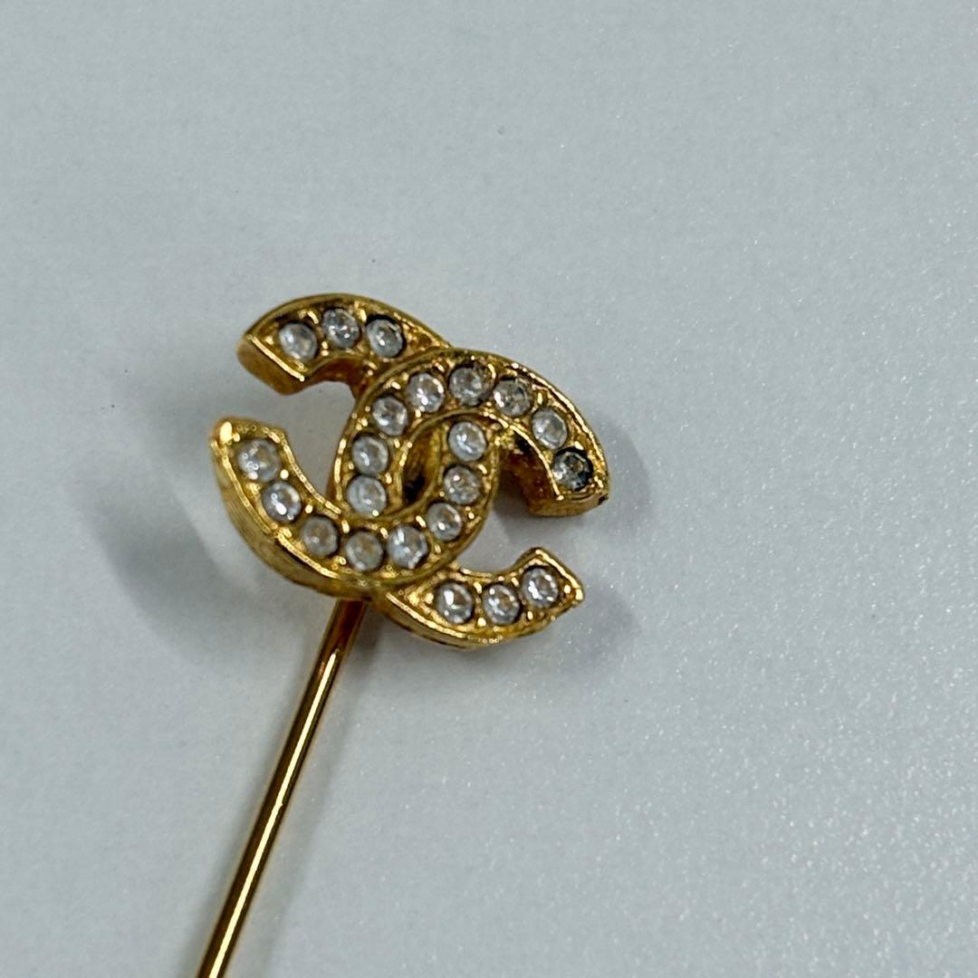美品 CHANEL シャネル ピンブローチ ココマーク ゴールド ラインストーン