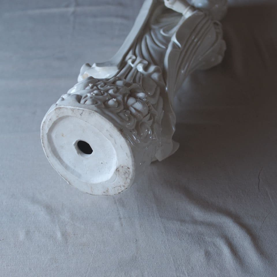 観音像 磁器製 ホワイト 約30cm 白磁 古道具