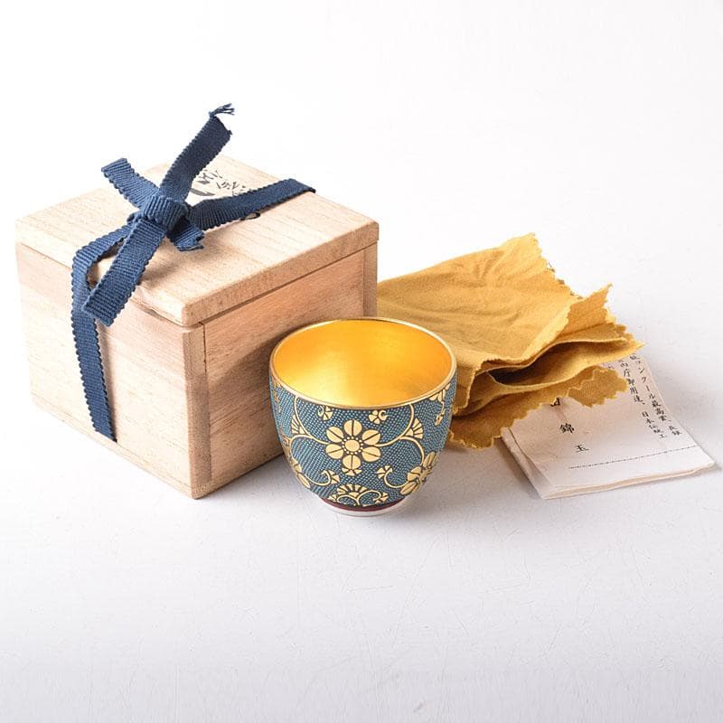 九谷焼　中田錦玉作　青粒金彩　ぐい呑　酒盃　共箱　V　R8386