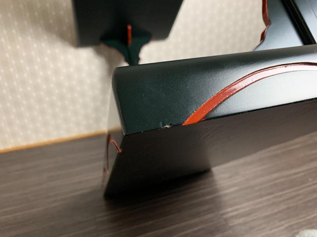 塗師 幸斉作 宗旦好写 青漆爪紅 及台子 組立式 棚物 茶道具 紙箱入 773