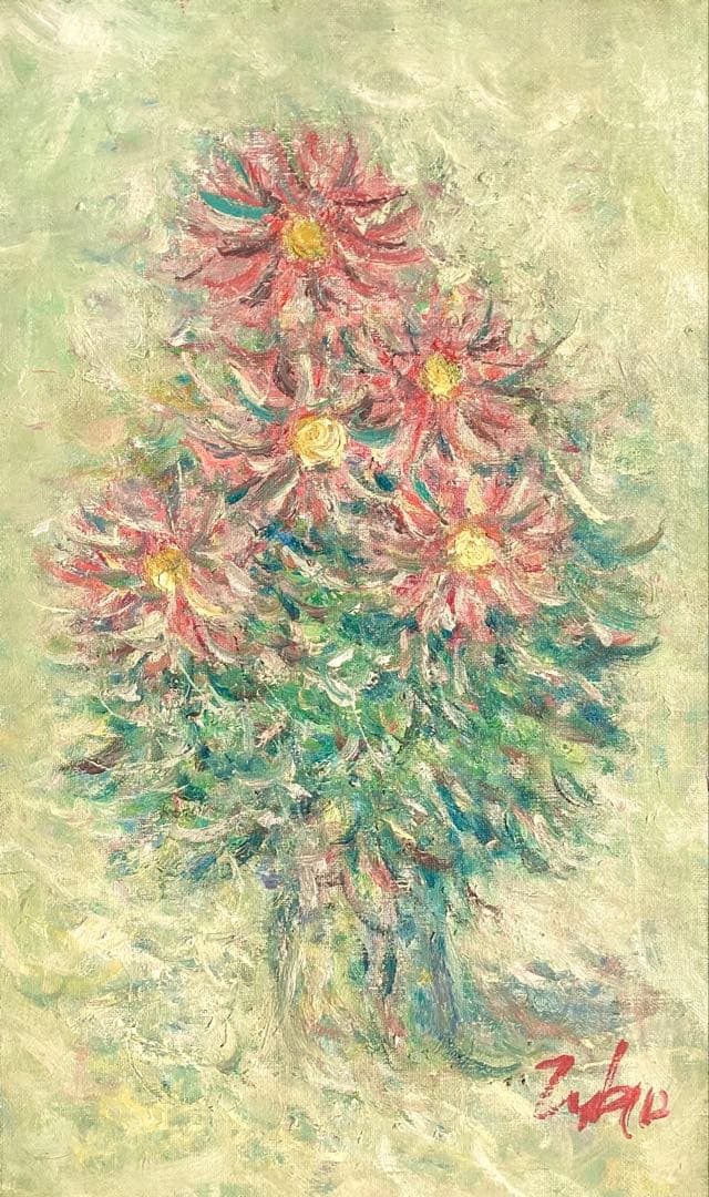 額なし▪️油彩画　M6 原画▪️ヨーロッパ画家ヴィタリエ・ズブコ　「コスモス 」