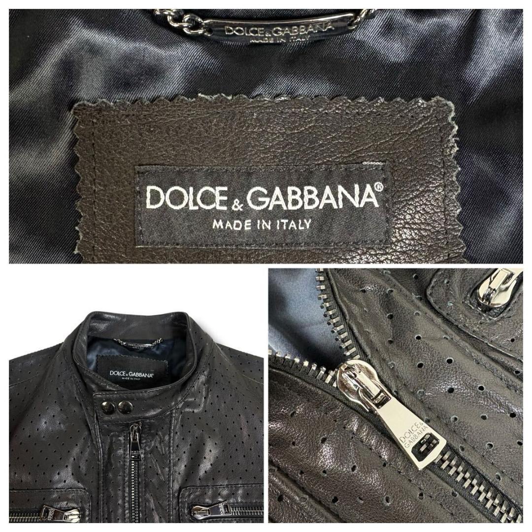 【美品】DOLCE&GABBANA ロー レザー ジャケット 52 イタリア製