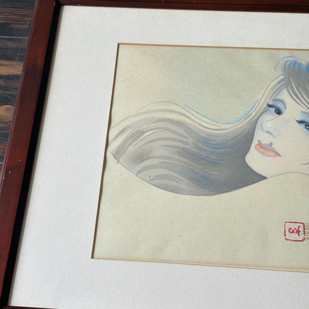 岩田専太郎 木版画三撰 『女ごころ』 「はじらい」 額装 美人画 アダチ版画 B