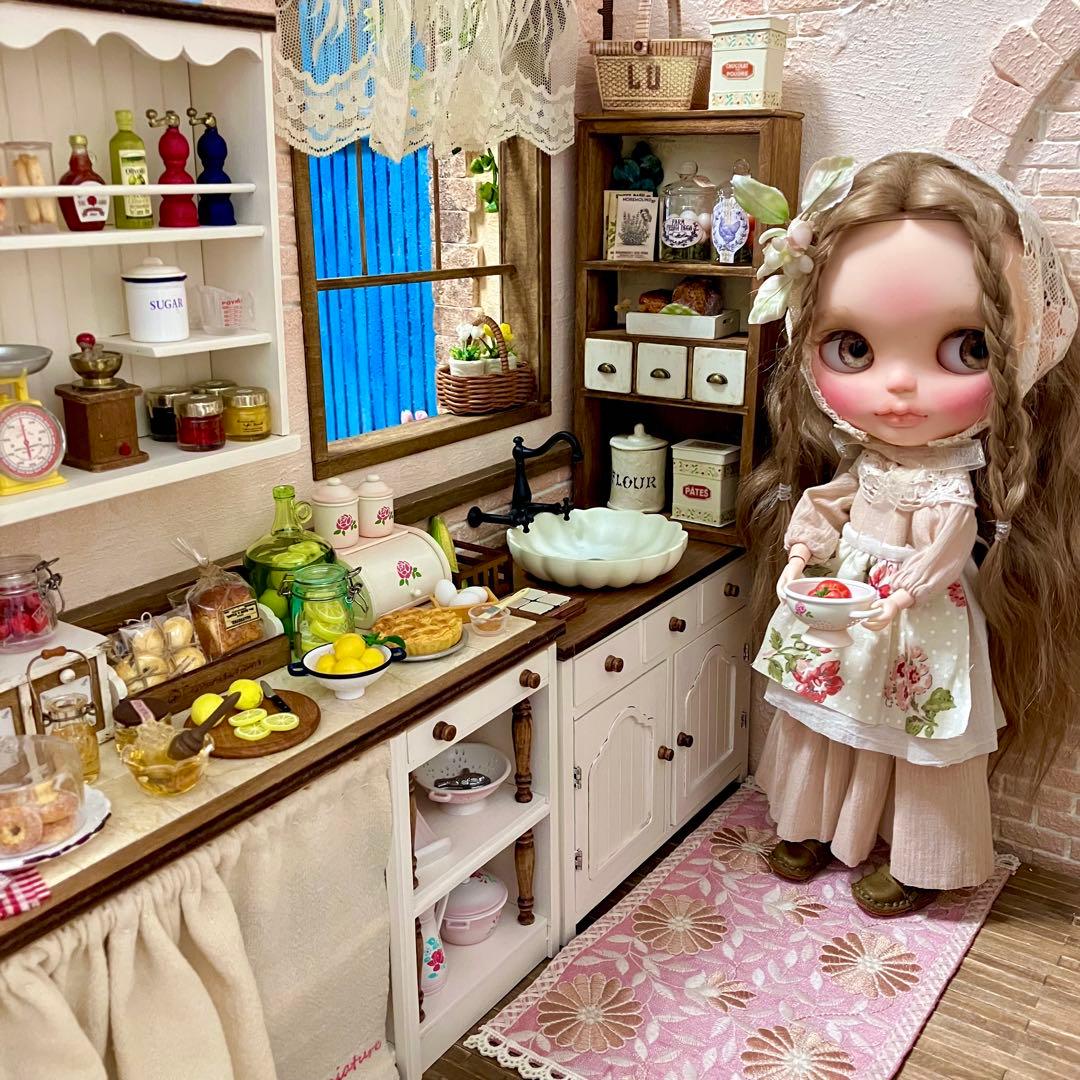 ミニチュアドール家具　キッチンシンク・キッチン台　2点セットドールハウス　1/6