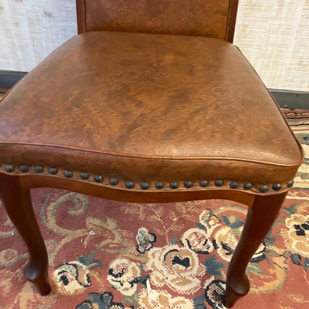 ④北欧レトロ マルニ木工 木製椅子 鋲打ちダイニングチェア ロビーチェア 古家具