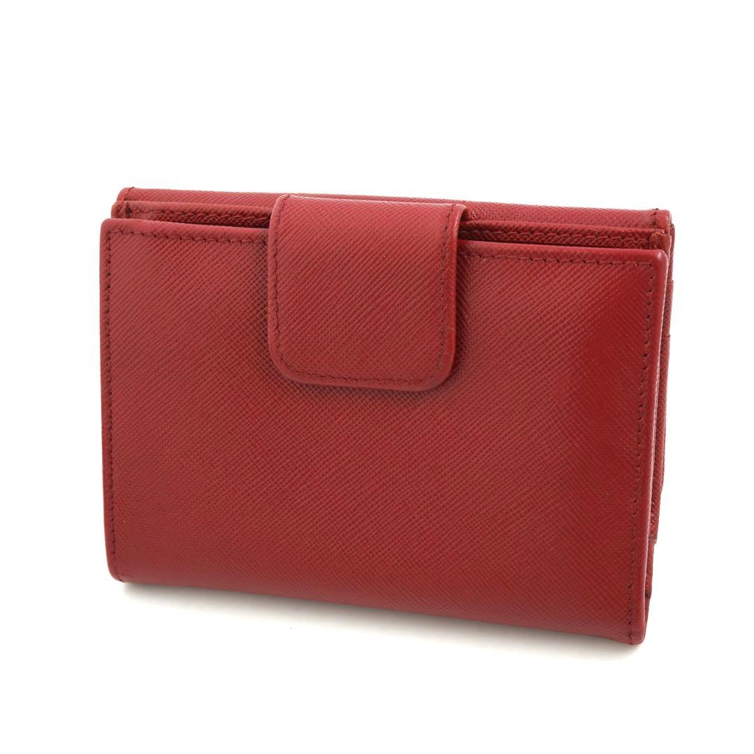✨新品未使用・箱付き✨　PRADA ミニ財布　サフィアーノレザー　二つ折り　赤色