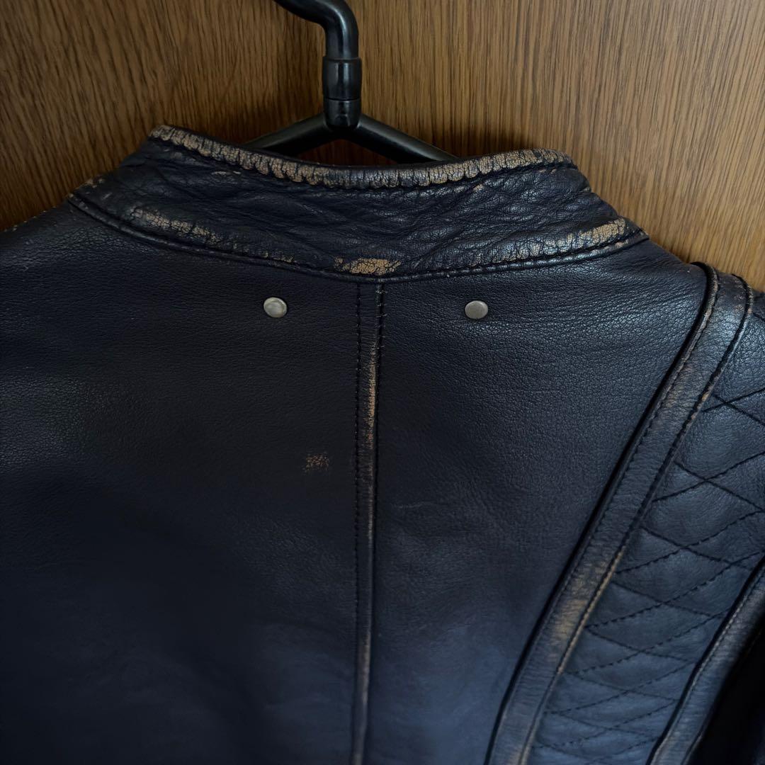 JOHN'S ネイビー シングルライダースジャケット