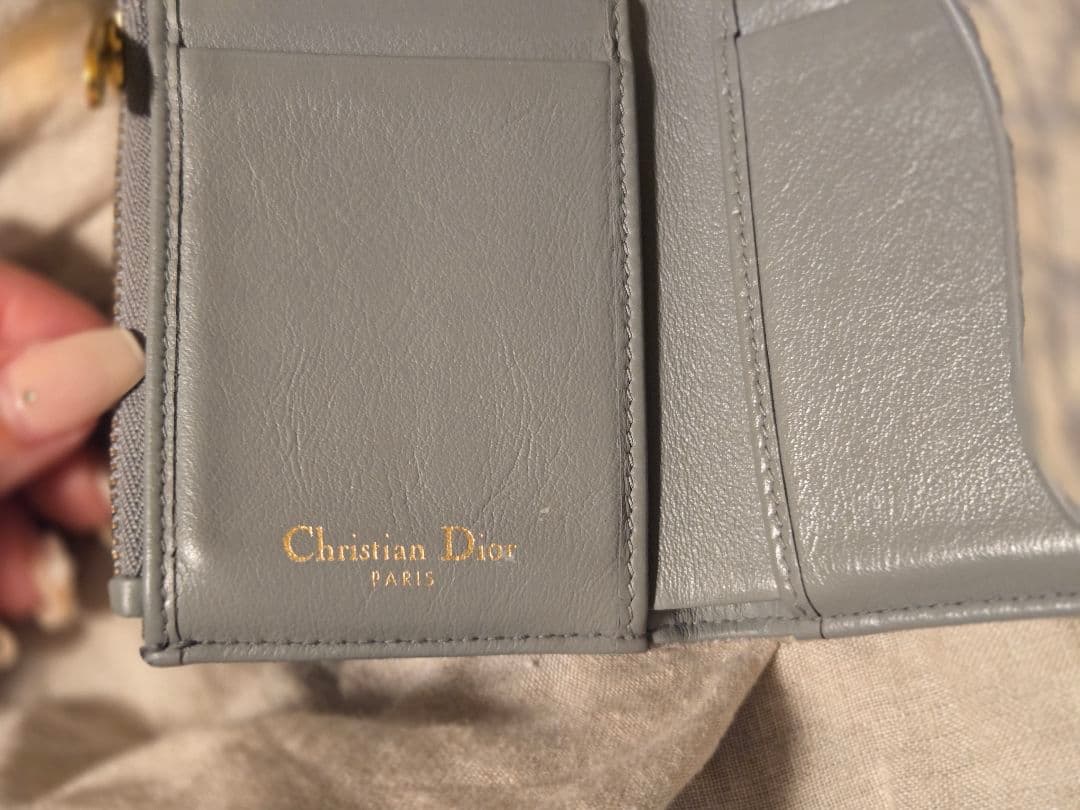 【美品】Dior Saddle Lotus ウォレット（グレー）