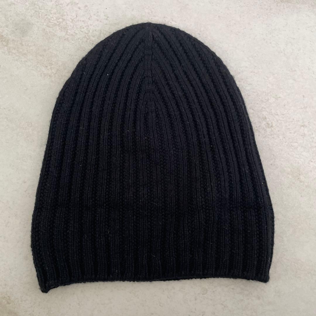 BARRIE バリー カシミヤ　リブニットキャップ 黒 未使用タグ付