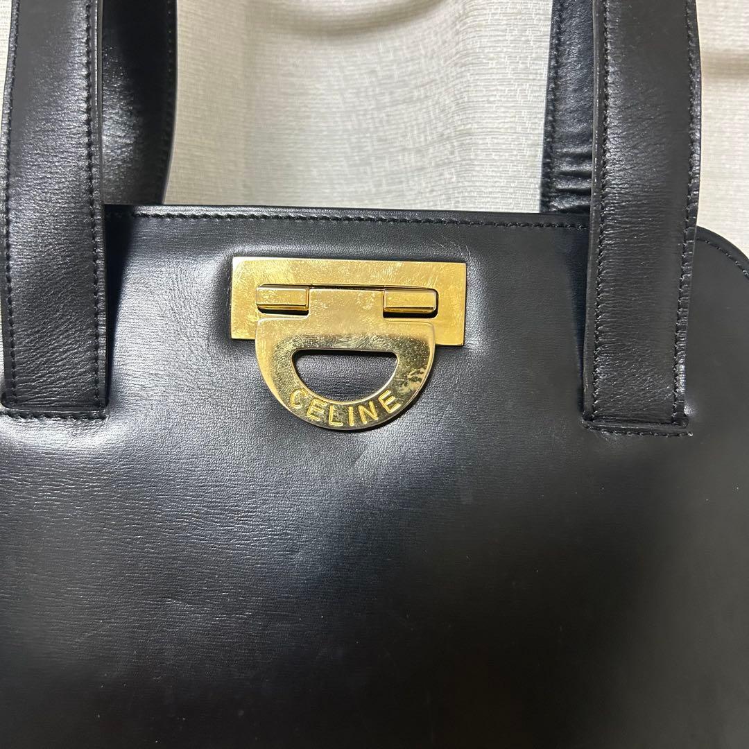 セリーヌ ヴィンテージ ショルダーバッグ トートバッグ カーフレザー ロゴ金具