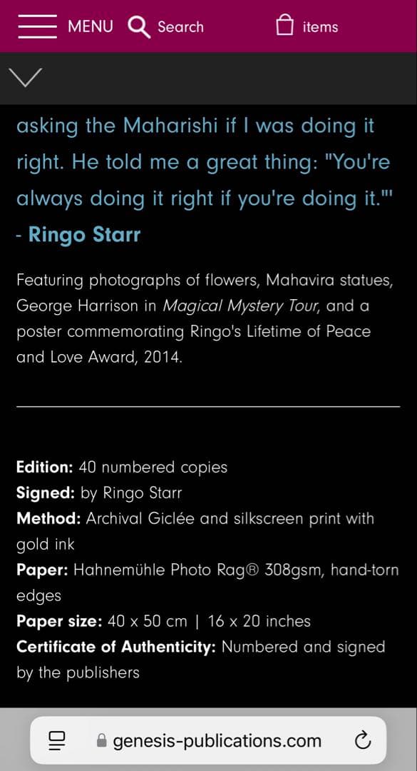 ビートルズ　Ringo Starr Peace and Love アート新品