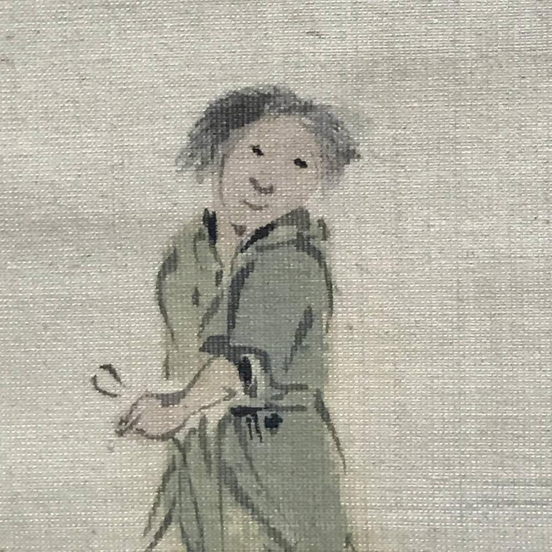 古市金峨/牧童山村図/山水図/牛図/掛軸/名家伝来/AC-671