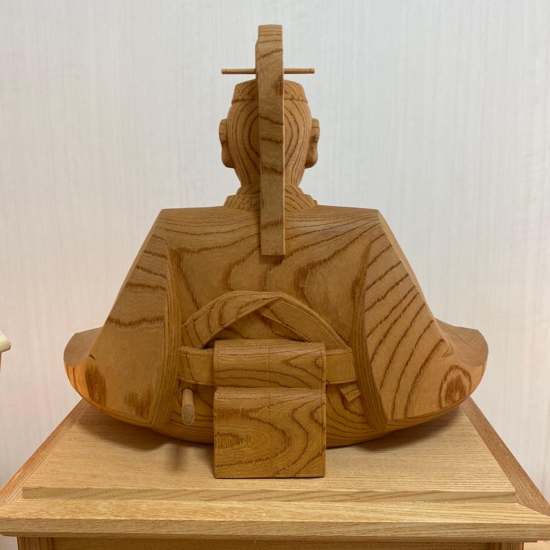 『菅原道真公（天神様） 』 木彫　伝統工芸井波彫刻　長谷進　謹作