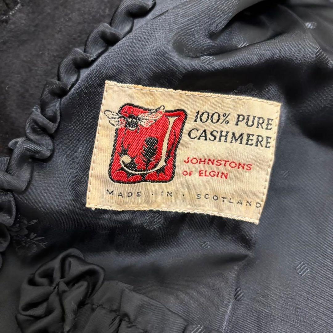カシミヤ100% Johnstons of Elginチェスターコート黒ブラック