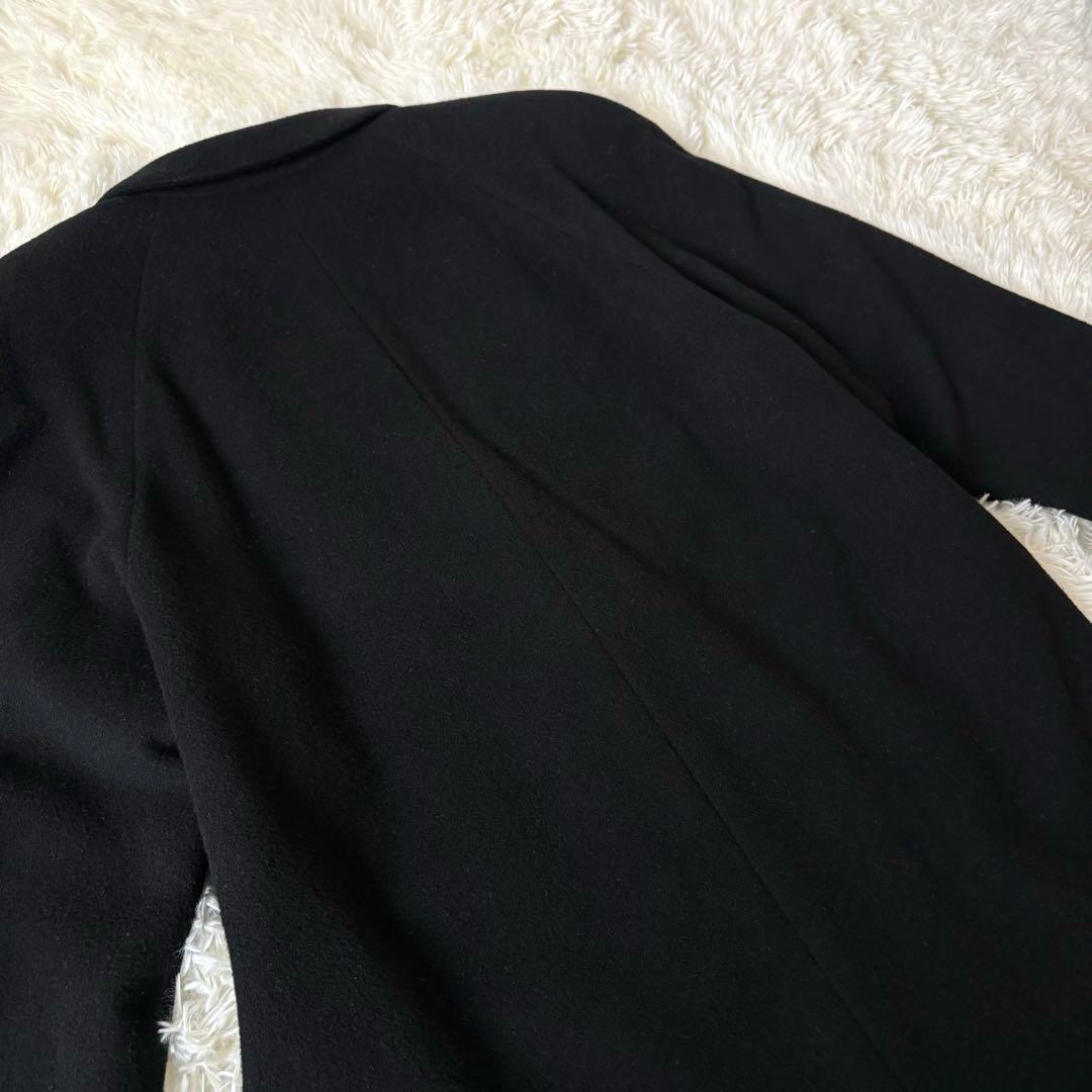 バーバリー カシミヤ混 ダブルチェスターコート ロング マキシ丈 ブラック L