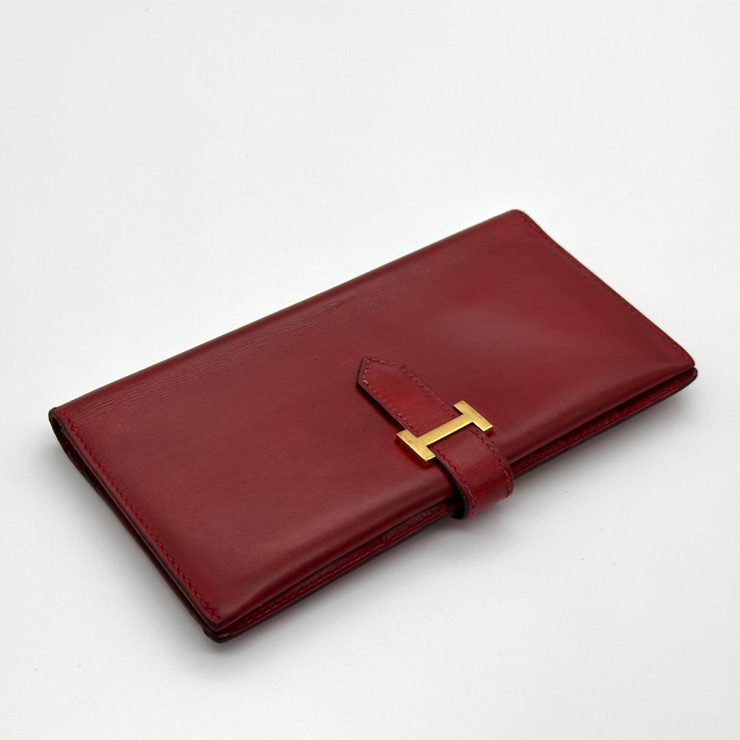 【美品】HERMES エルメス　べアンクラシック　レッド　長財布　⚪︎W刻印