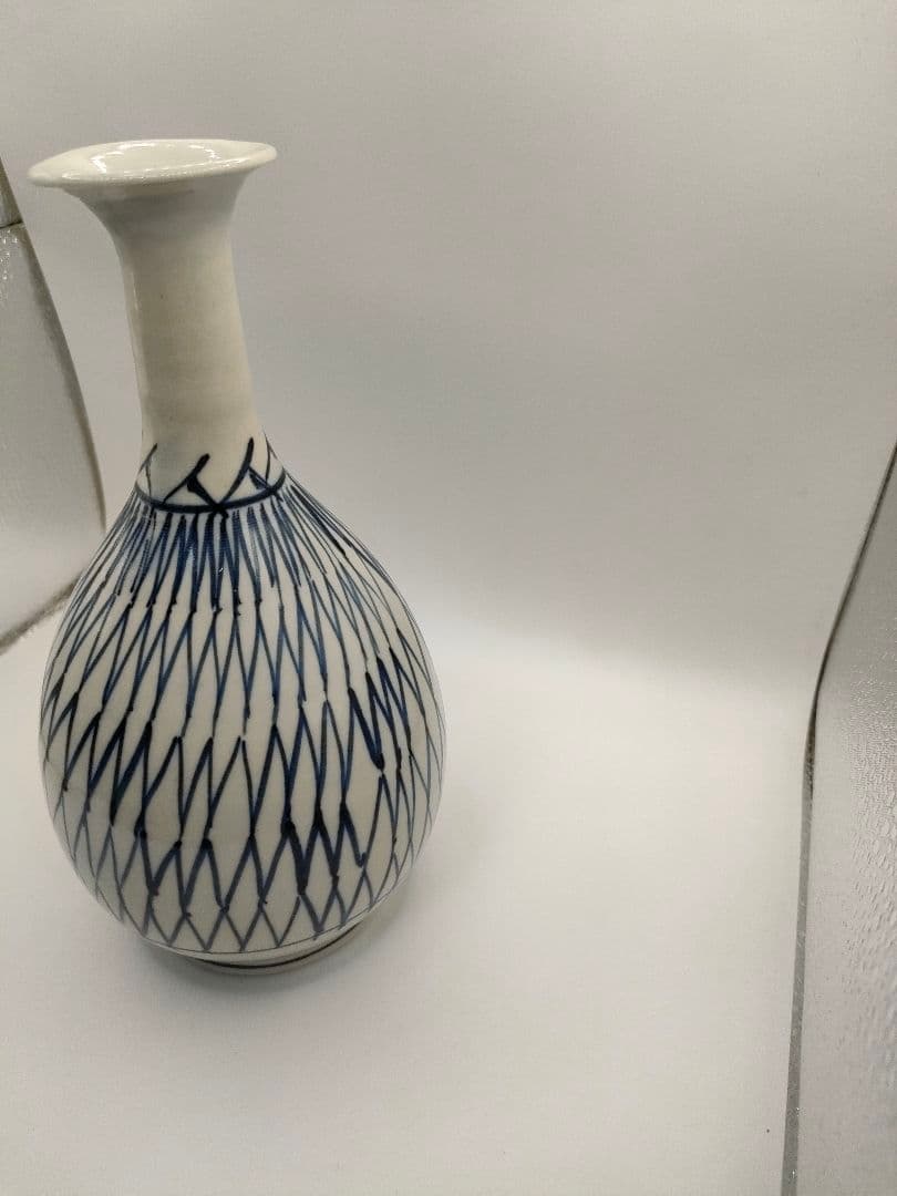 骨董　伊万里　染付　網文　徳利　一輪挿し