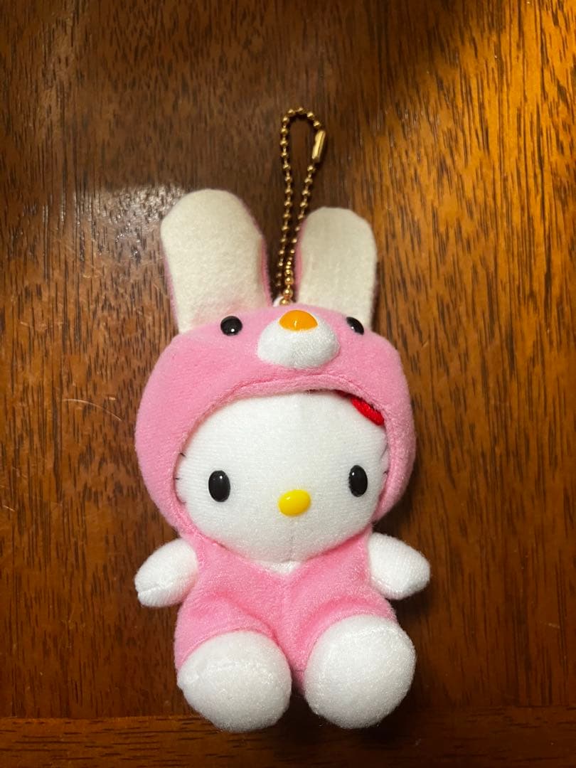 貴重 ハローキティ うさぎ着ぐるみマスコットキーホルダーサンリオ 98年レトロ