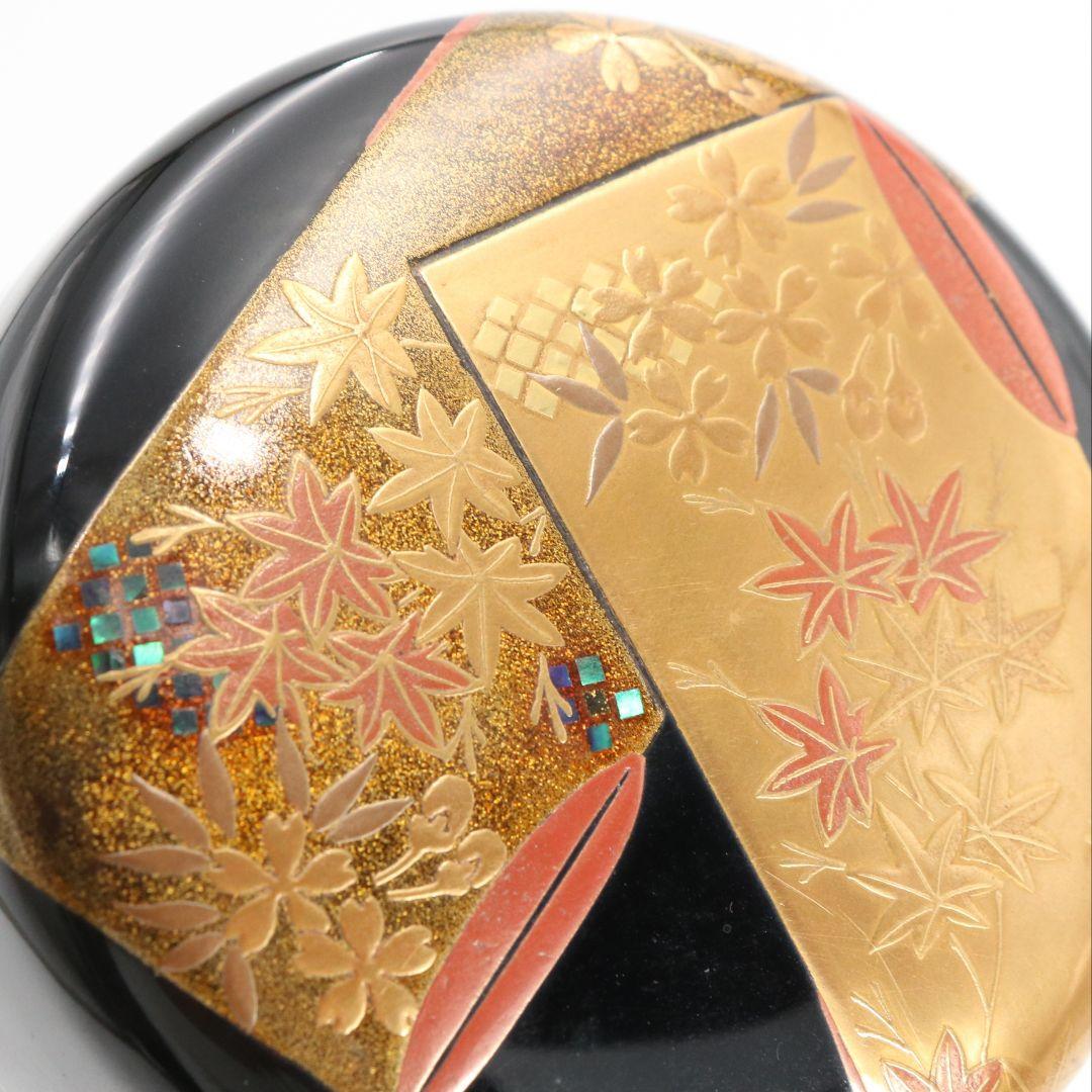 昇山作 誰が袖蒔絵 大棗 銀溜塗 螺鈿 茶道具 共箱　UM694　N5