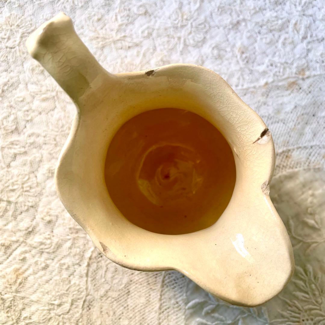 【希少】マーガレットレリーフ蓋付きピシェ ボルドー窯　フランスアンティーク