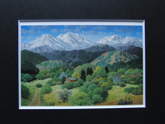 成田禎介、【春の高原】、希少な画集画、新品高級額・額装付