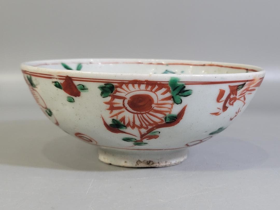 中国美術 呉須赤絵 碗 古美術 DT459