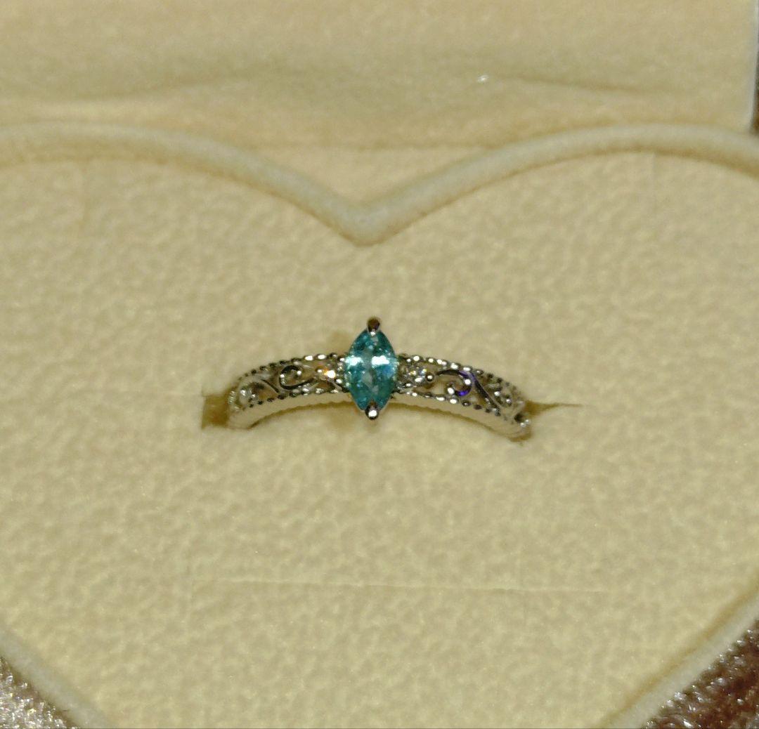 パライバトルマリン　リング　プラチナ　１０号　マーキス