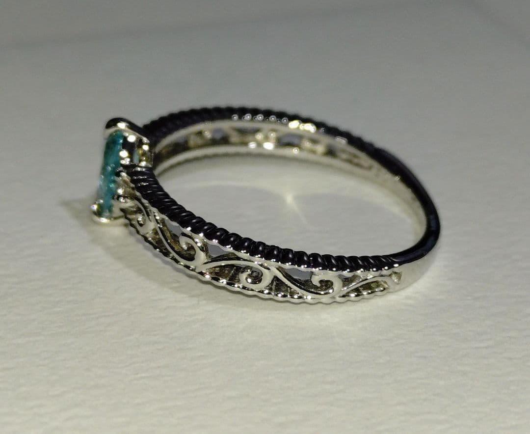 パライバトルマリン　リング　プラチナ　１０号　マーキス