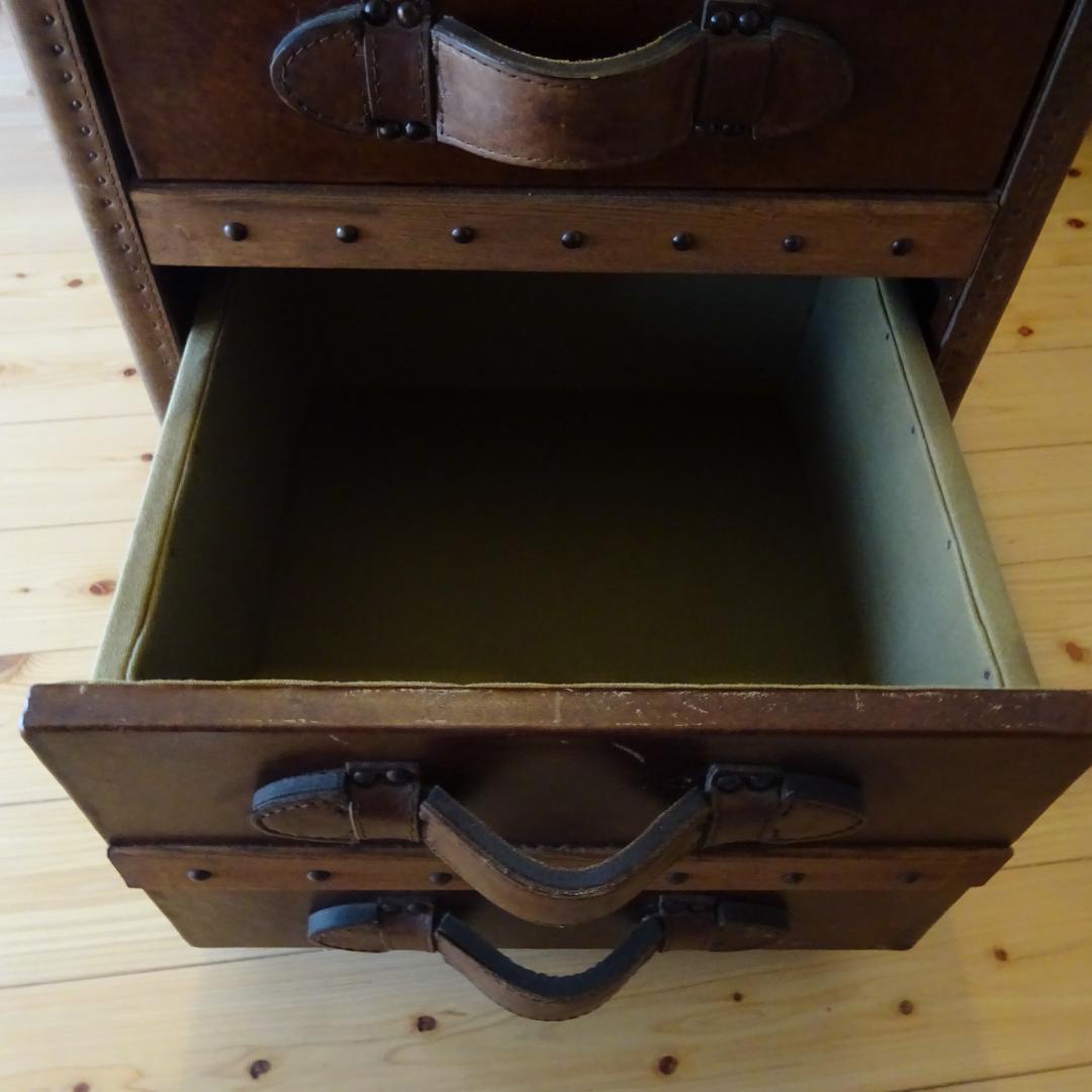 ストーニーハースト スモール ランプテーブル HALO 本革 牛革張り収納茶