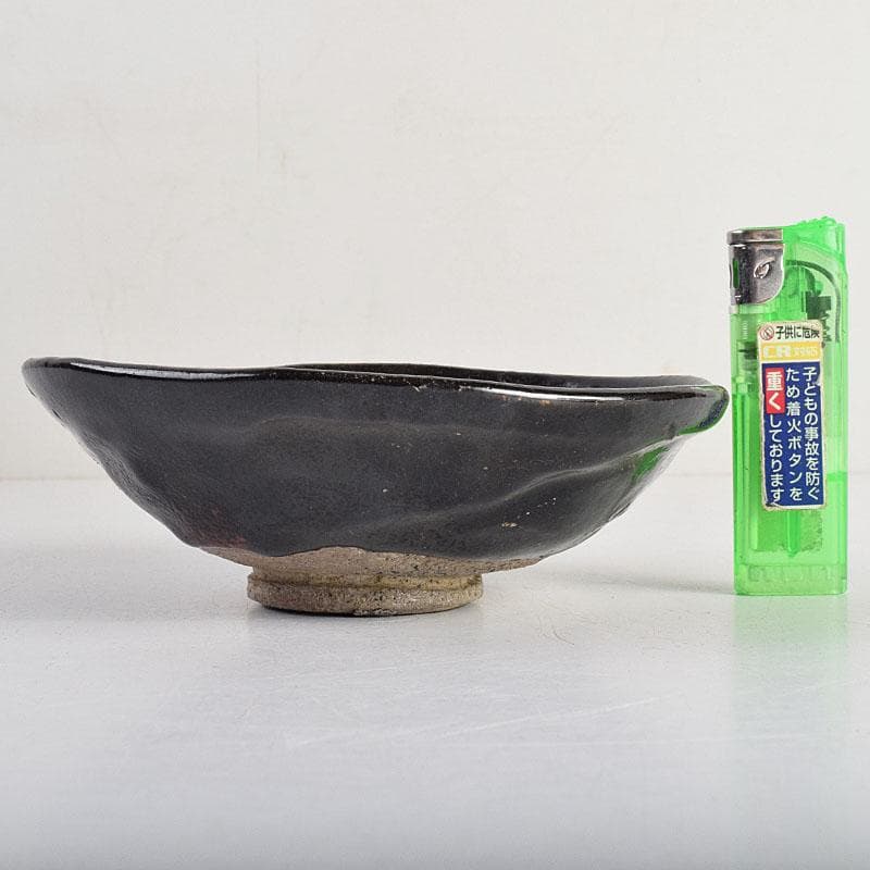 茶道具　楽吉左衛門作　黒楽平茶碗　時代箱　M　R9349