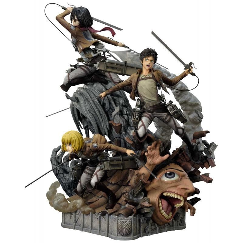 【新品】1/4 フィギュア　進撃の巨人 エレン・ミカサ・アルミン