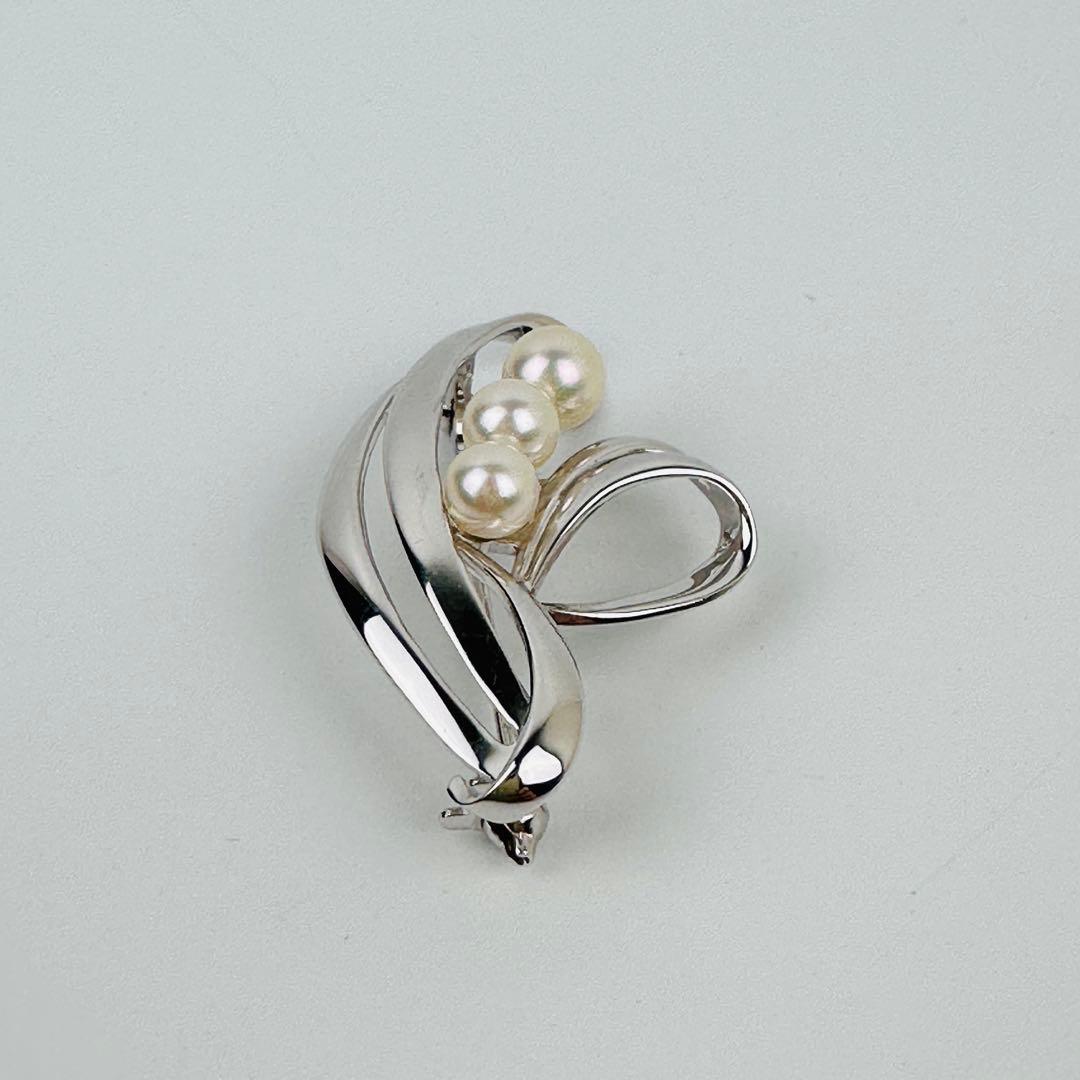 美品　ミキモト　シルバー 真珠 ブローチ　コサージュ　アクセサリー　ロゴ