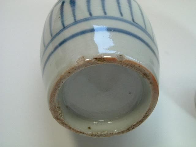 徳利■古伊万里染付蛸唐草紋とっくり 酒器 2本 花瓶 骨董 時代物(江戸後期)■