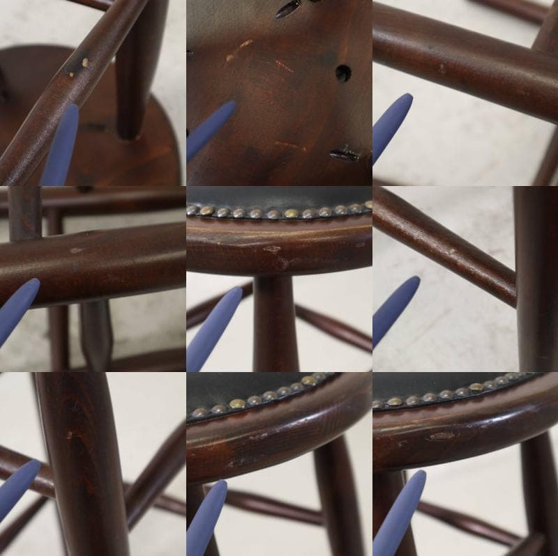 6脚まとめ買い1 ルーマニア製 ハイスツール ビーチ材 ブラック PVCレザー