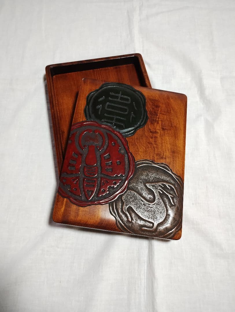 烏城彫　書籍箱（桐文箱）古瓦 文箱 硯箱(備前蝶・鳳凰・関)