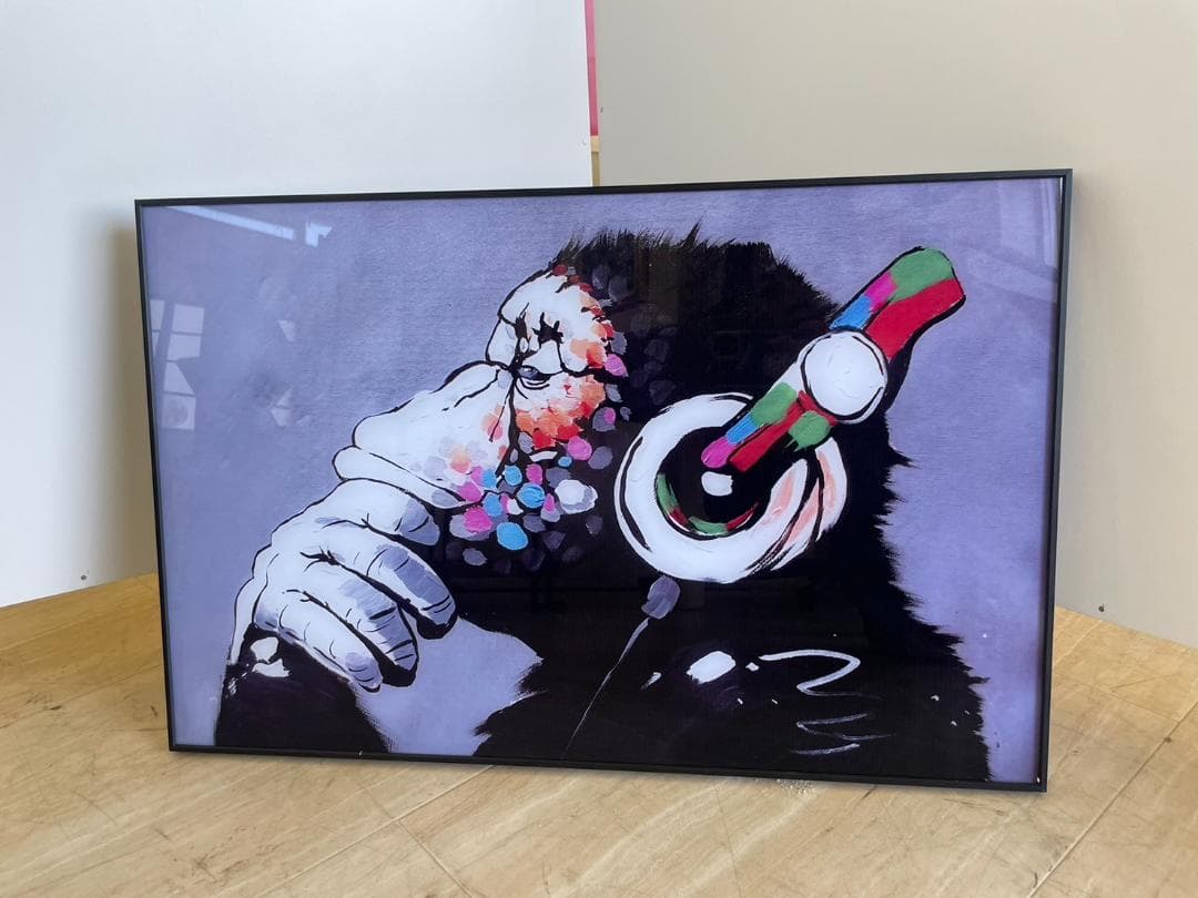 バンクシー　アートパネル　ガラス絵　絵画　絵　壁掛け　ポスター　チンパンジー