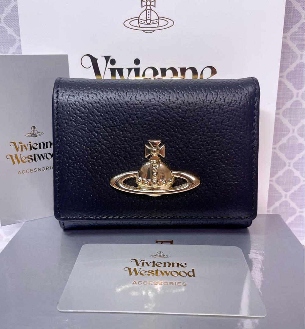【最新☆新品】ヴィヴィアン・ウエストウッド　三つ折り財布 ブラック ユニセックス