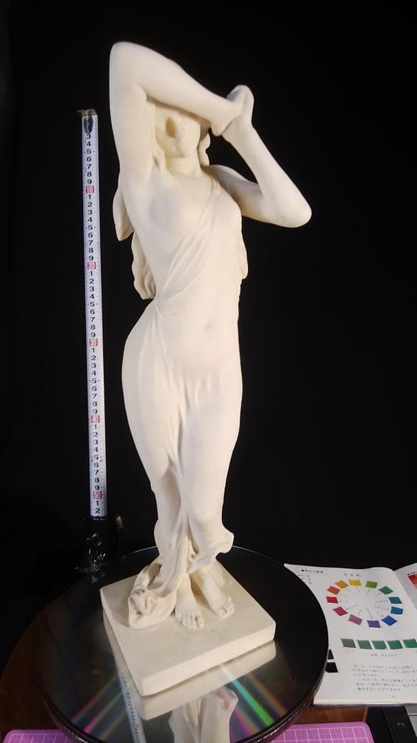 ダル作乙女★アラバスター少女彫刻裸婦像／高５３ｃｍ//白色ブロンズ銅像風女神