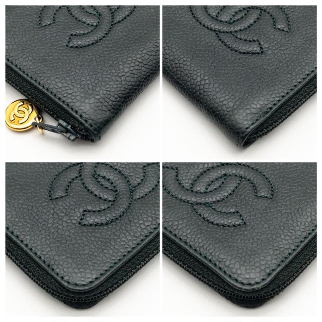 【超極美品】CHANEL ケース　ココマーク　キャビアスキン　グリーン