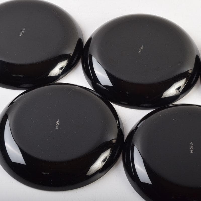 輪島塗　大向高洲堂　黒漆　飛松沈金　銘々皿　五客　共箱　N　8969