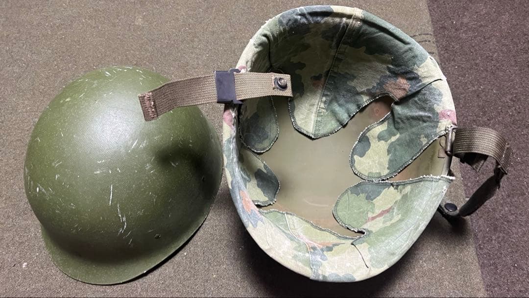 【実物】ヘルメット 米軍 ベトナム戦争M1 軍幕 ミッチェルパターン