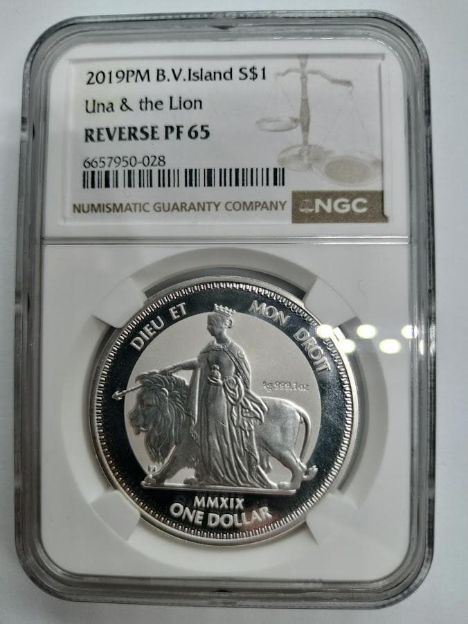 NGC PF65 ウナとライオン 2019 ヴァージン諸島銀貨 リバースプルーフ