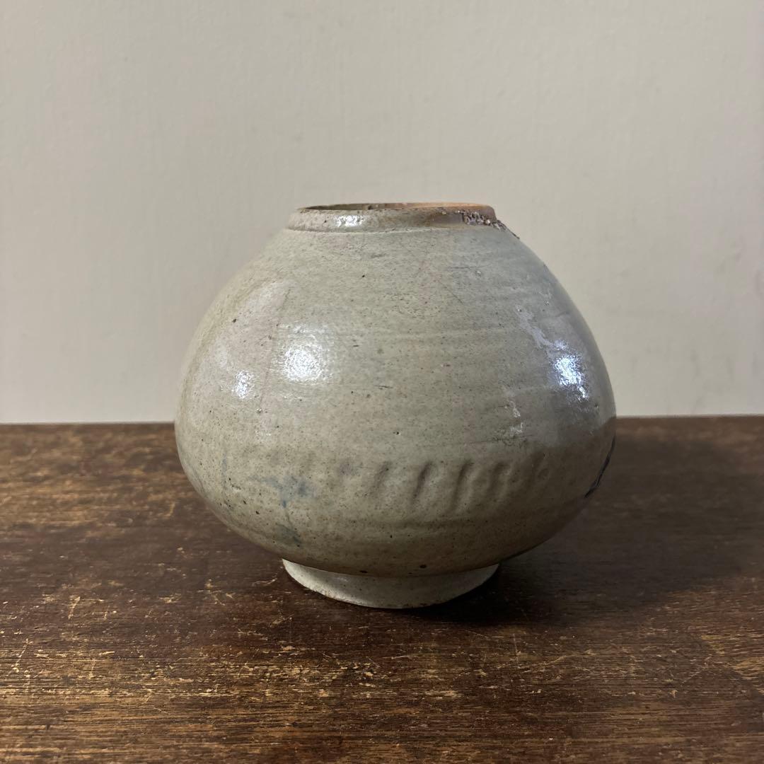 李朝壷　白磁　丸壷　塩笥壺　韓国オンギ.骨董品.スッカラ.アンティーク.立原正秋