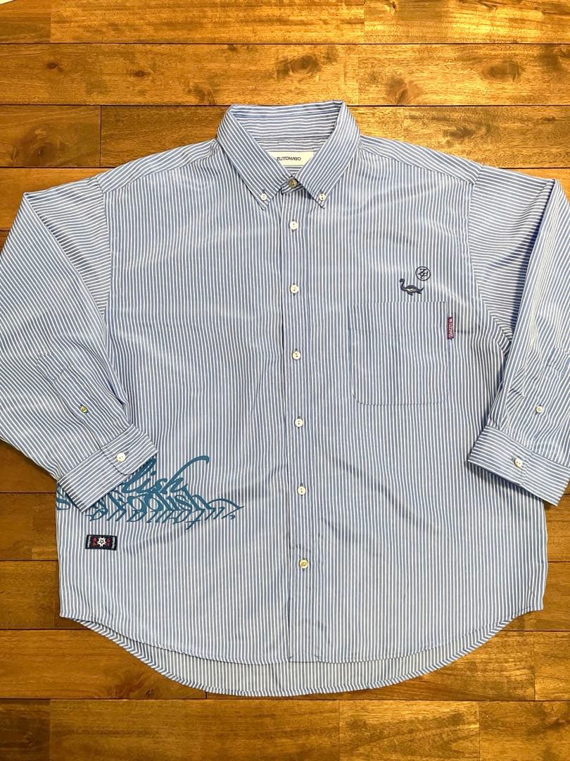 名巧は愚なるが如し　ブルーストライプシャツ　XL