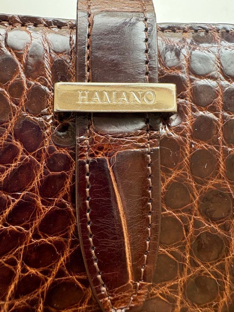 さ*ま様 HAMANO 財布 ハマノ 二つ折り財布 ブラウン クロコダイル