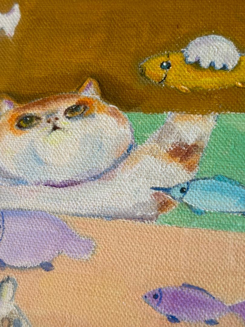 長嶺ヤスコ 猫の絵画 油彩画 フラメンコダンサー 直筆 オリジナル サイン有